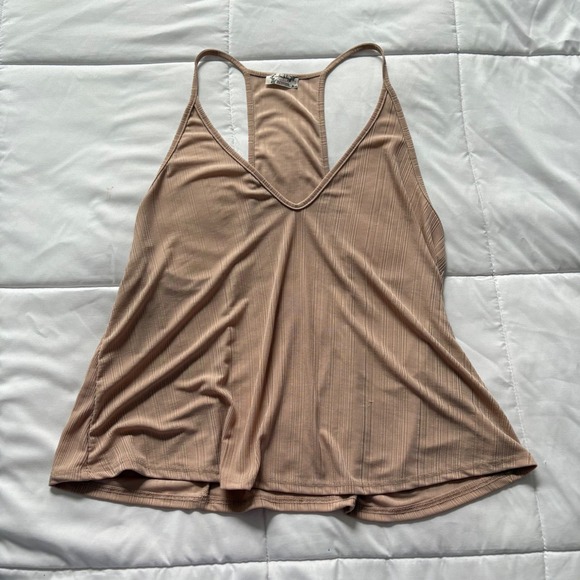 Intimately Free People Tops - Intimately Free People Tank Top Cami Womens Small Ribbed Racerback Beige V-Neck
